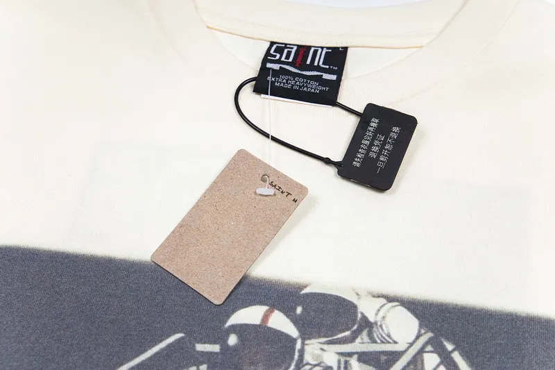 124💰S01# SAINT MICHAEL CHO fashionable astronaut print casual cotton loose short-sleeved T-shirt 15 apricot S, M, L, XL